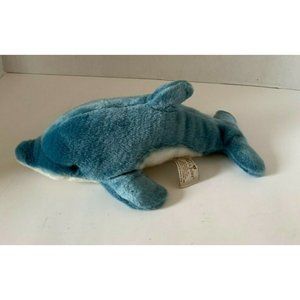 Nat & Jules Dolphin Blue White Plush Soft Toy 14" Stuffed Animal Demdaco 2014